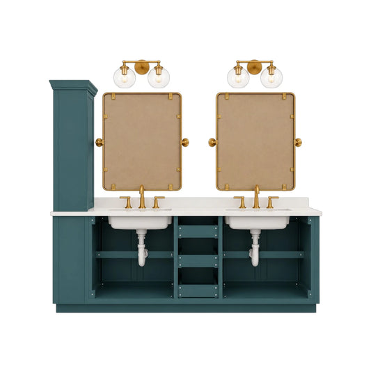 Simonez Teal Double Bathroom Vanity with Mirrors and Storage