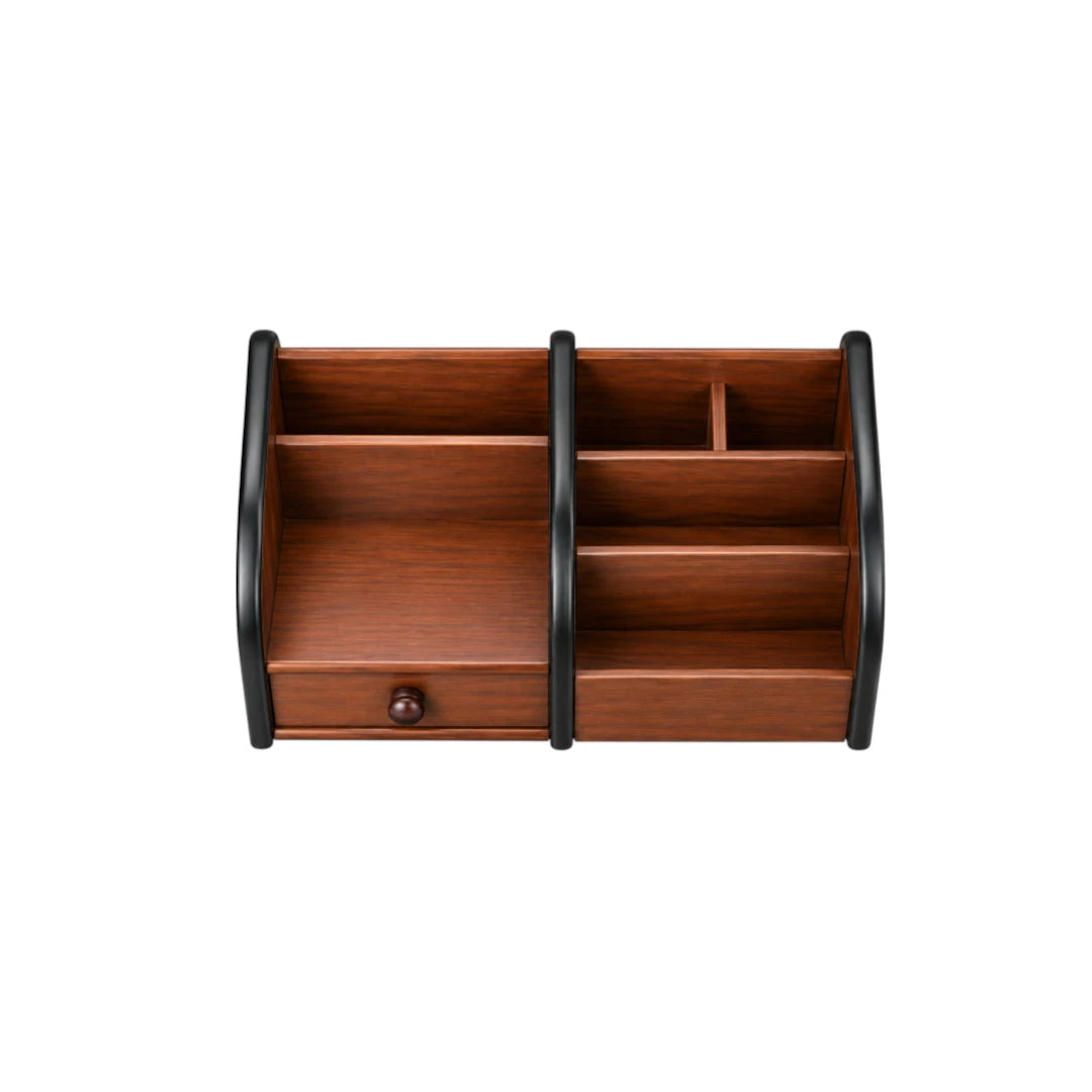 Simonez Wooden Desktop Organizer with Drawers and Multiple Compartments