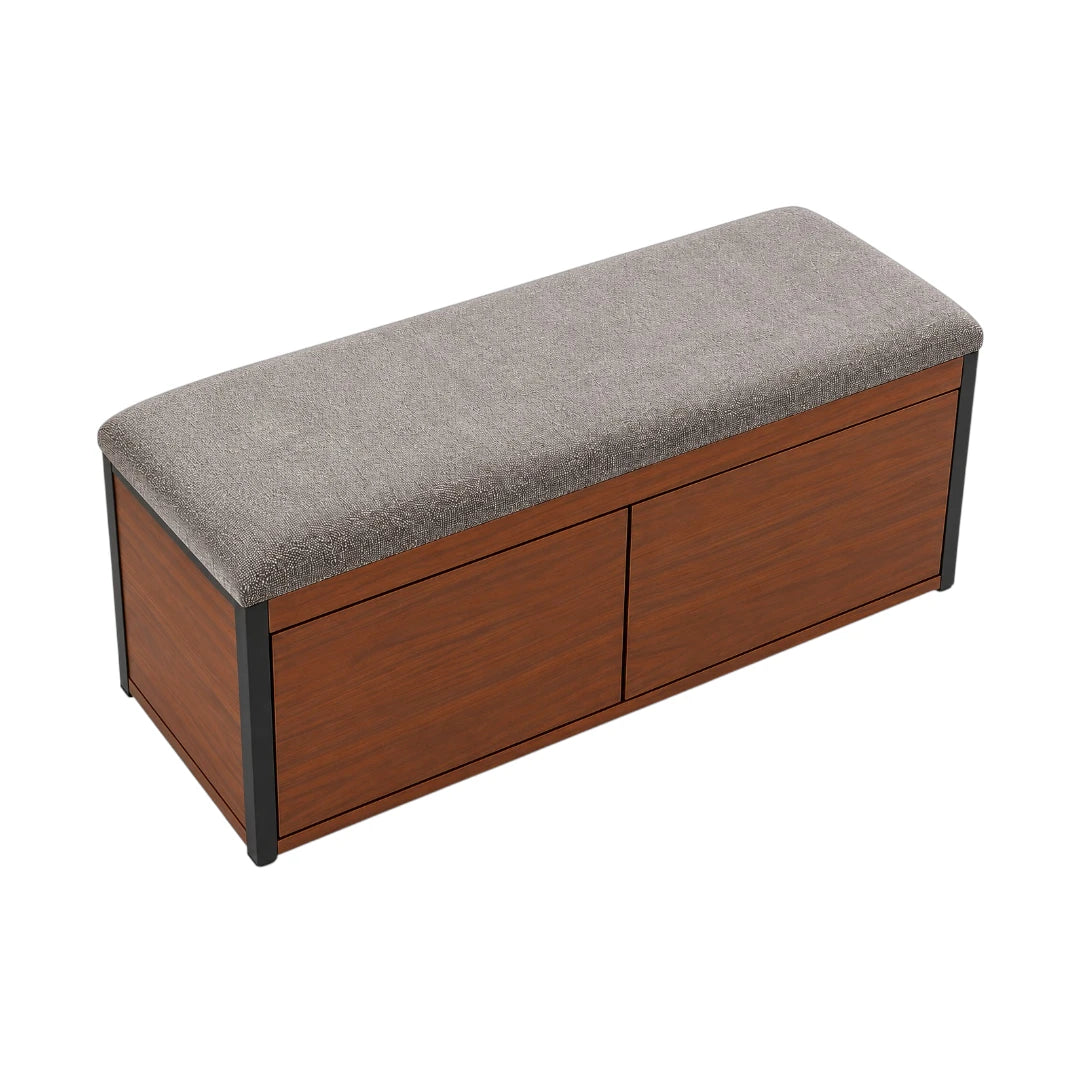 Simonez Wooden Shoe Storage Bench with Cushion Cabinet Doors
