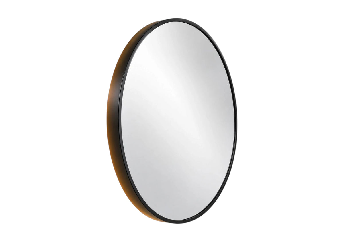 Simonez Modern Round Wall Mirror with Slim Black Frame