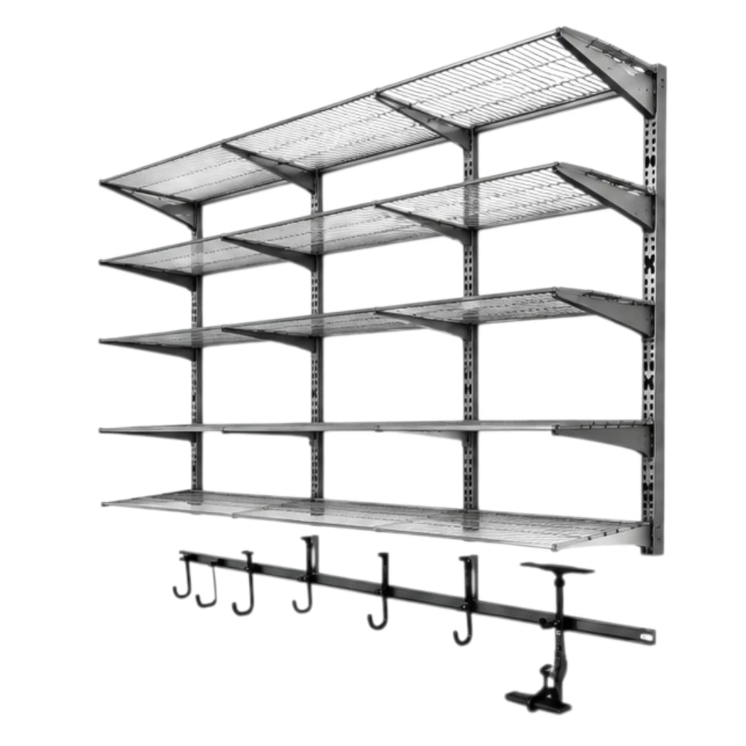 Simonez Wall Organization 5-Tier Wire Wall Storage Shelf with Hooks
