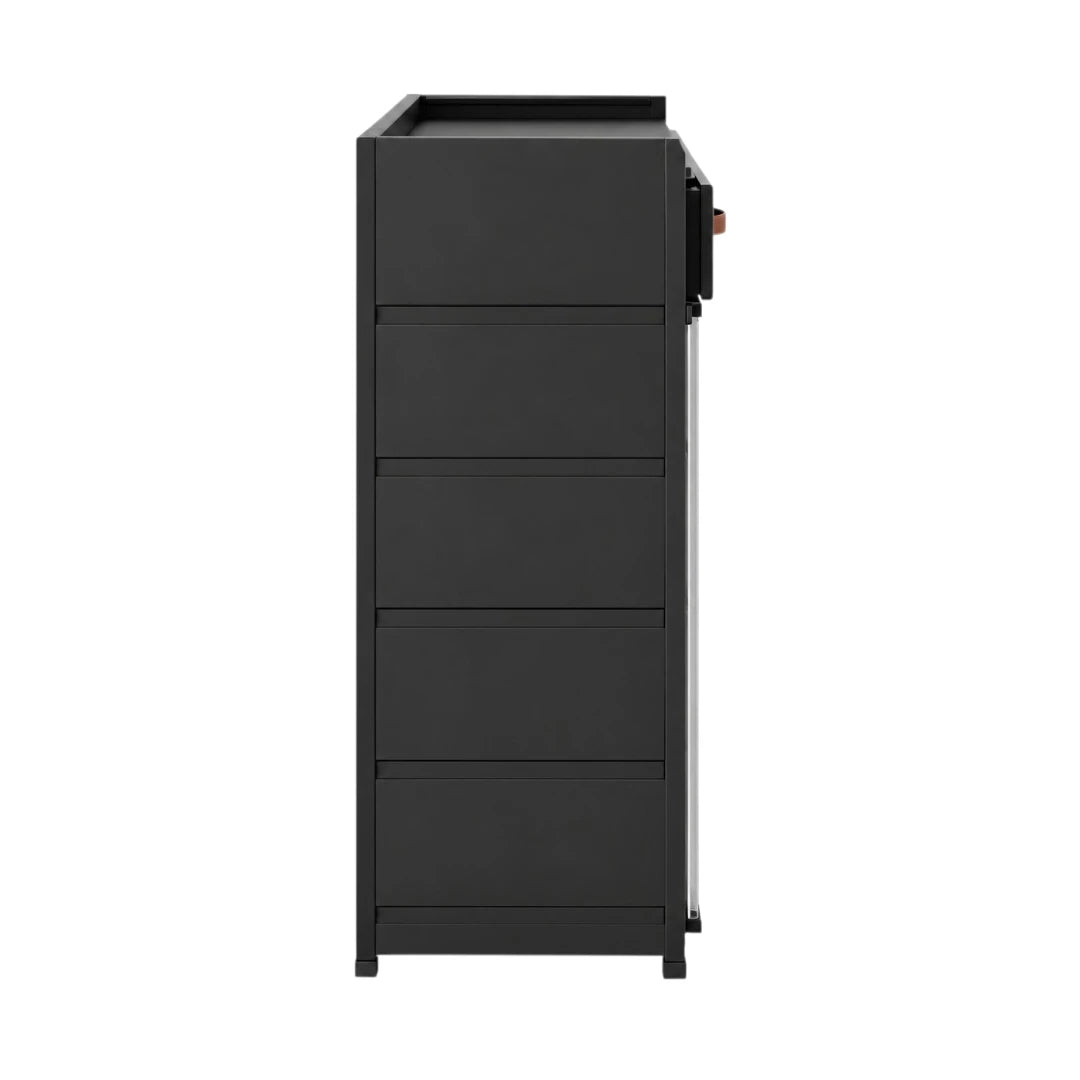 Simonez Black Shoe Storage Cabinet with Drawers and Shelves
