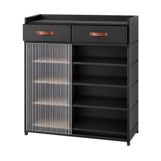 Simonez Black Shoe Storage Cabinet with Drawers and Shelves