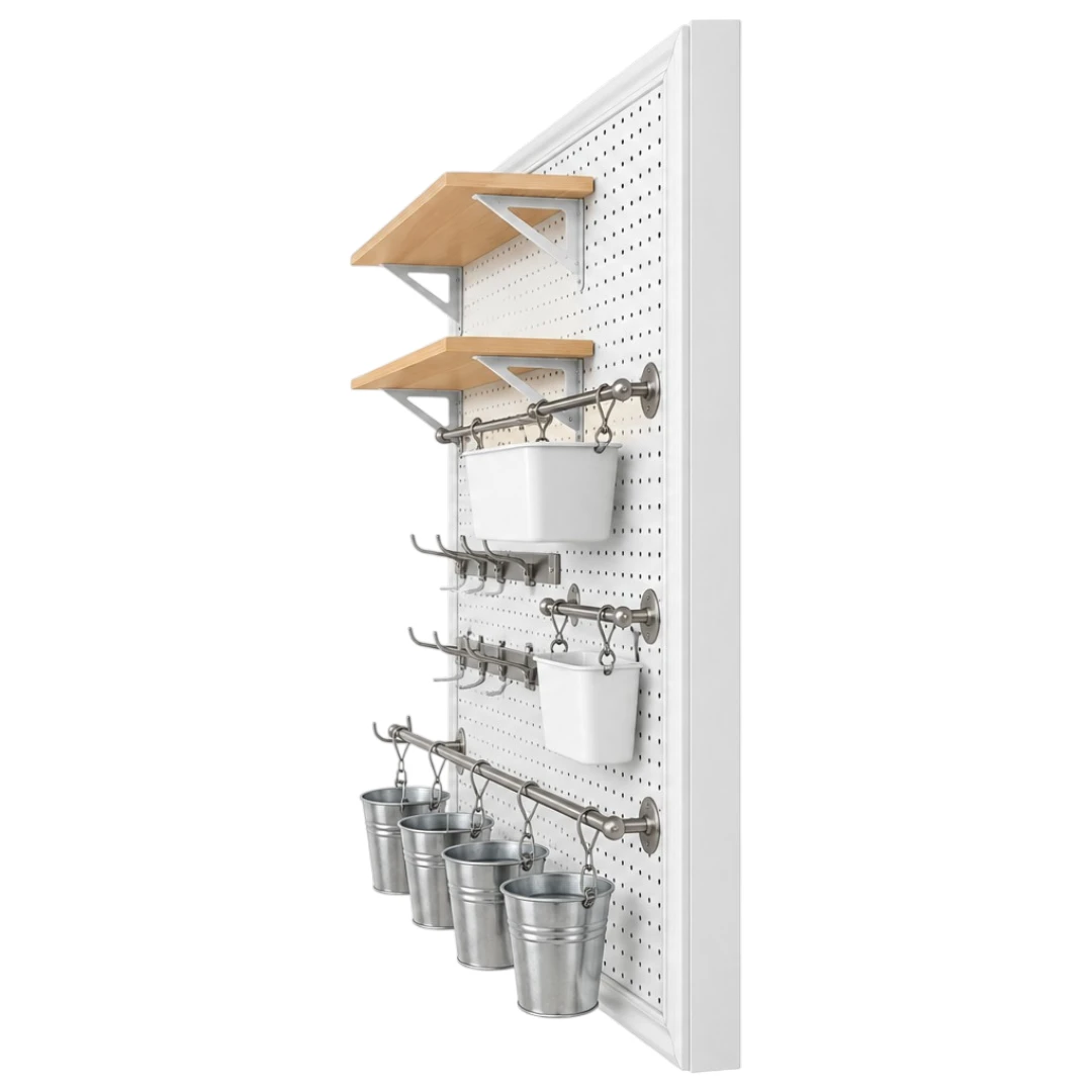 Simonez Wall Organization White Pegboard Wall Storage Organizer