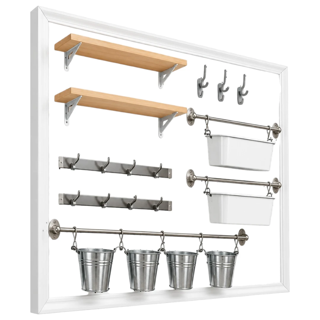 Simonez Wall Organization White Pegboard Wall Storage Organizer