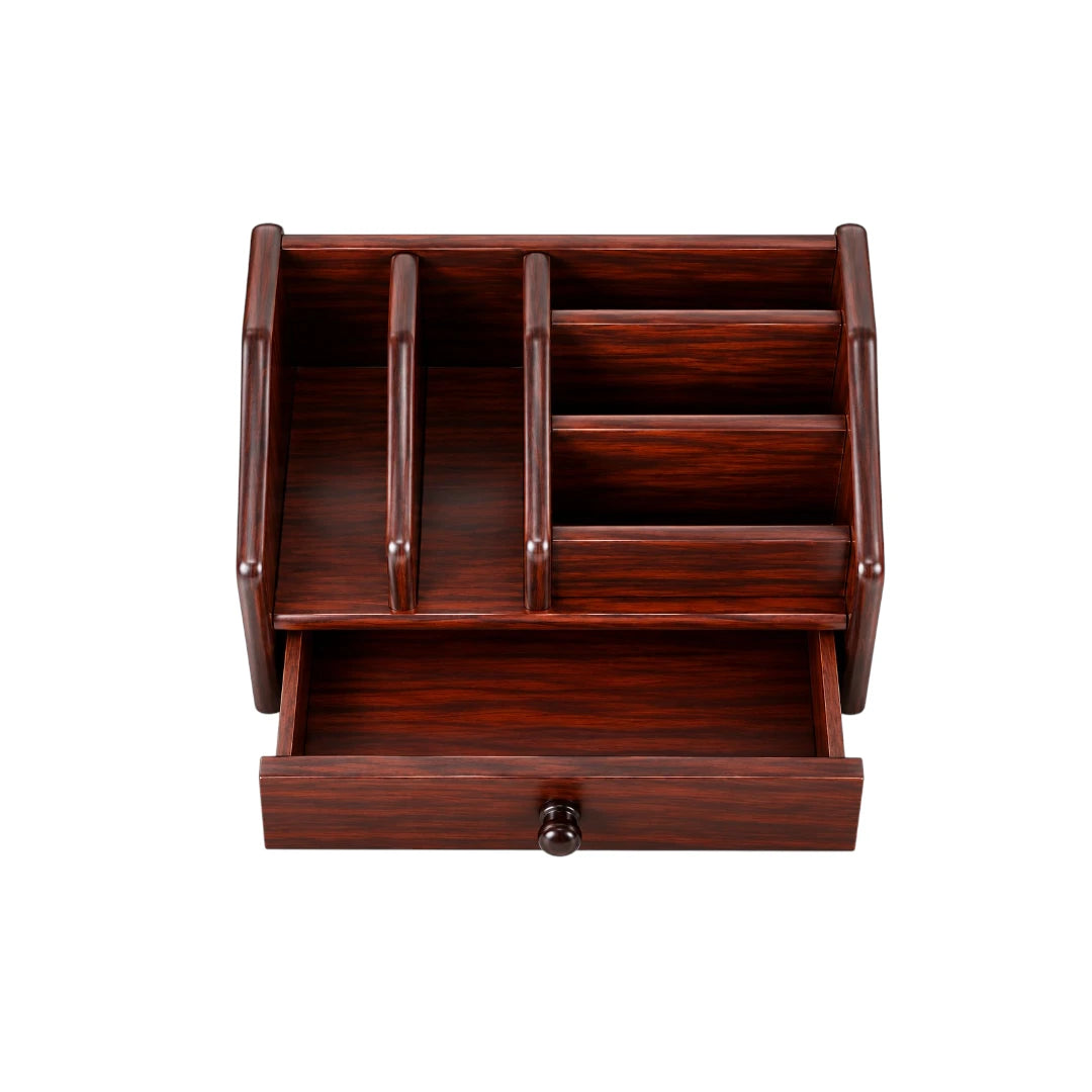Simonez Wooden Desktop Organizer with Drawer and Multiple Compartments