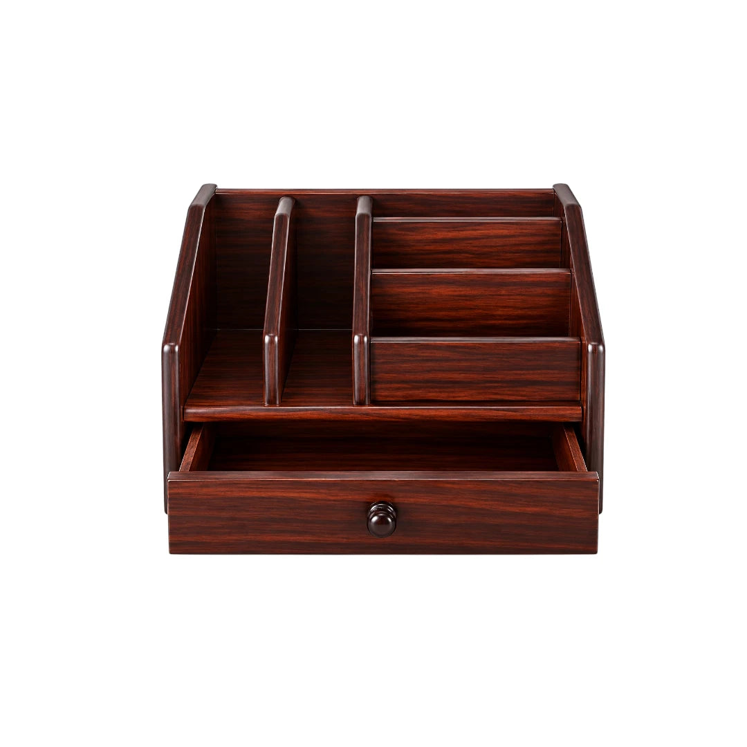 Simonez Wooden Desktop Organizer with Drawer and Multiple Compartments