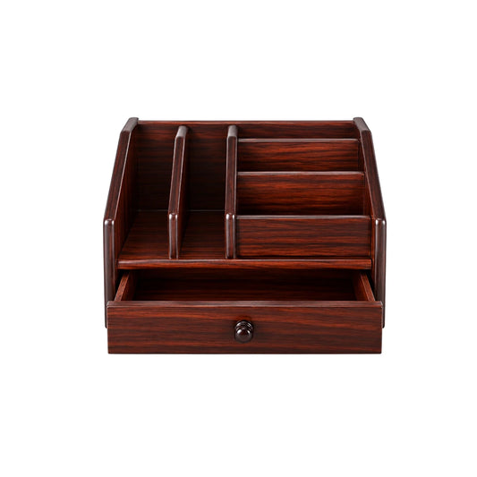 Simonez Wooden Desktop Organizer with Drawer and Multiple Compartments