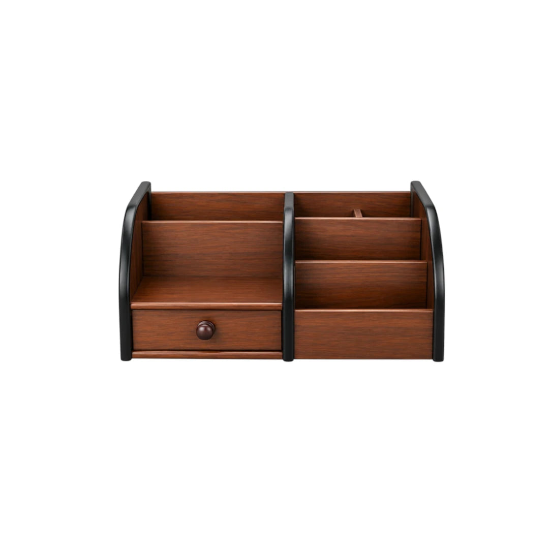 Simonez Wooden Desktop Organizer with Drawers and Multiple Compartments