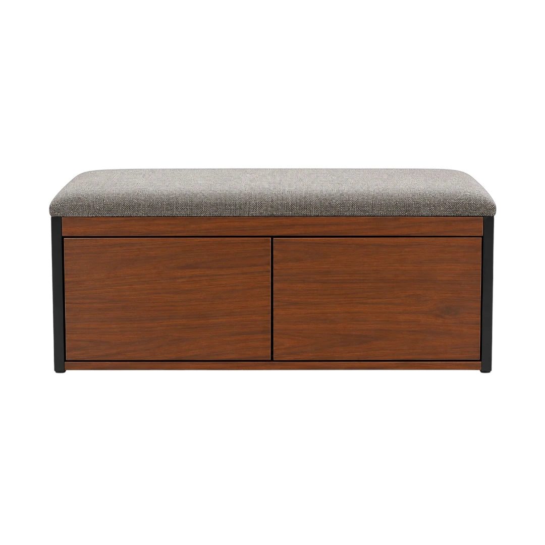 Simonez Wooden Shoe Storage Bench with Cushion Cabinet Doors