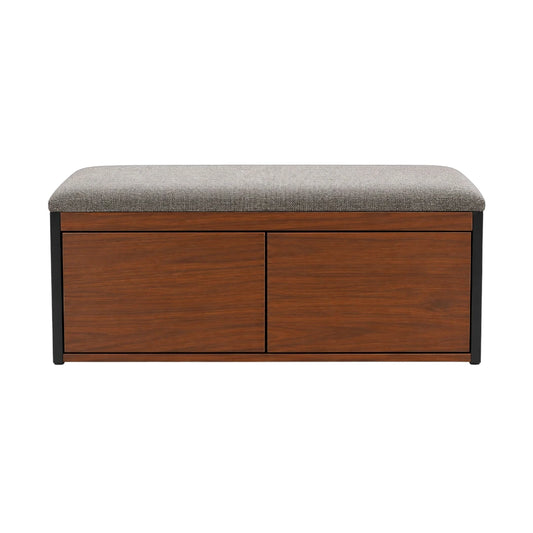 Simonez Wooden Shoe Storage Bench with Cushion Cabinet Doors